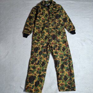 VINAGE Saftbak Hunting Coveralls Mens Duck Camo Insulated Zip USA 70s Large